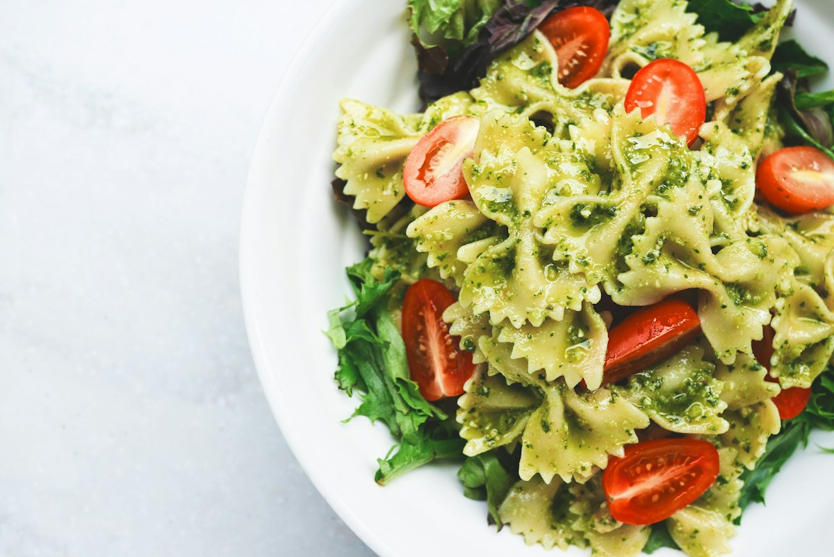 Bowl of pasta with herbs