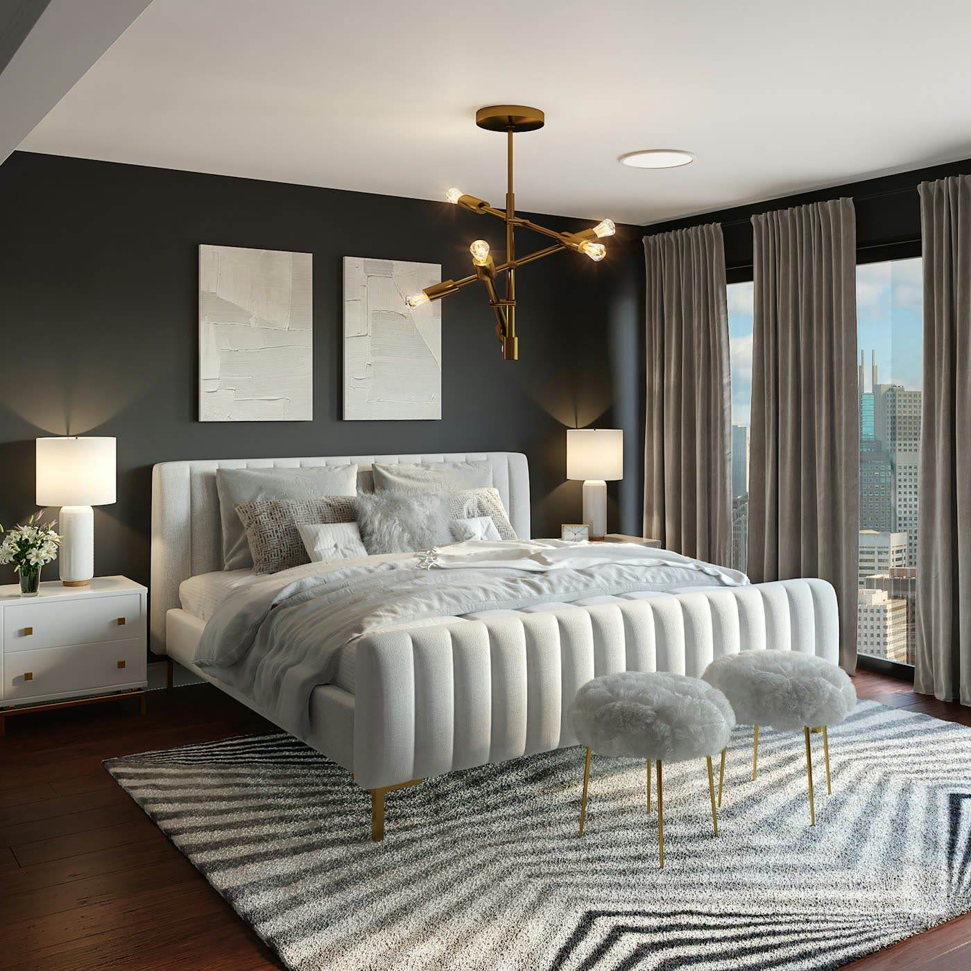 Bedroom with white linens and soft daylight