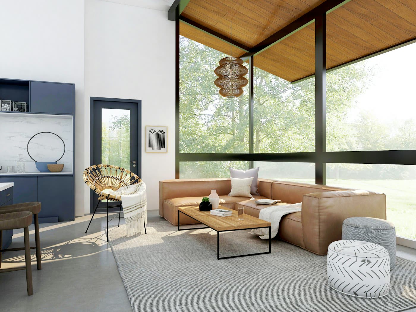 Living room interior used to suggest home comfort