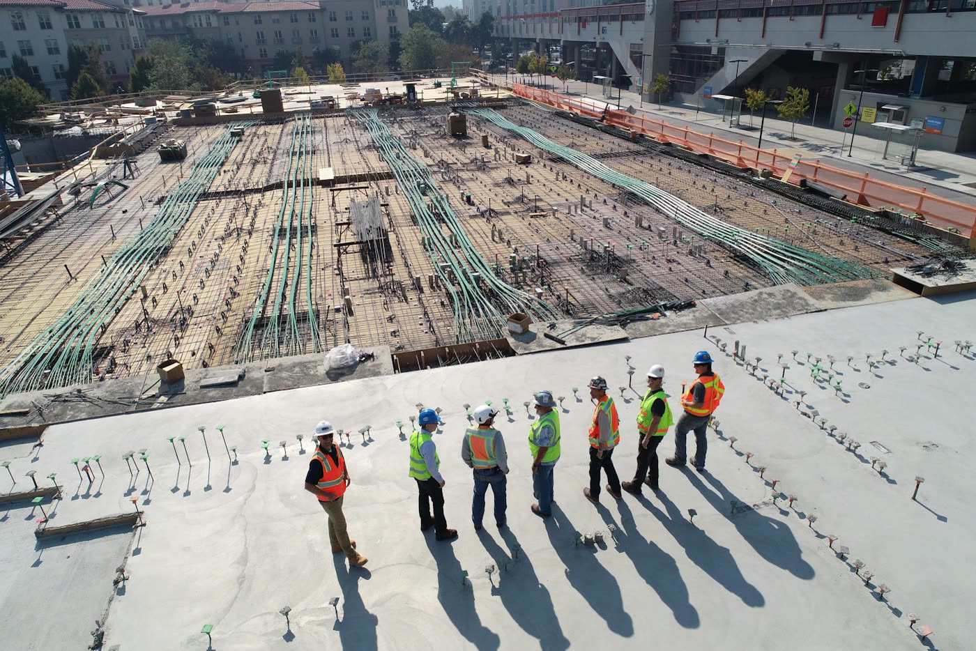 Construction site with building materials